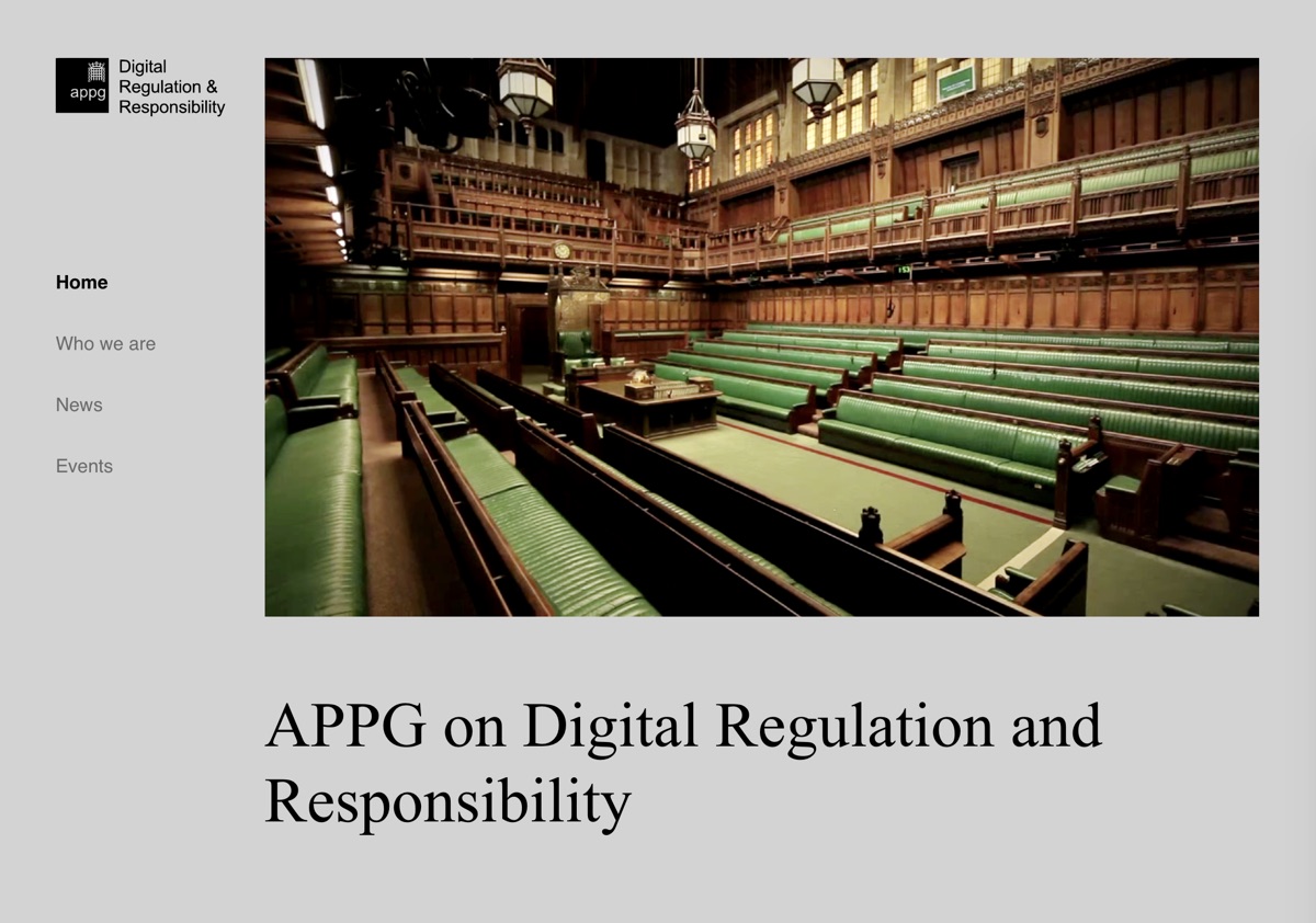 APPG on Digital Regulation and Responsibility screenshot